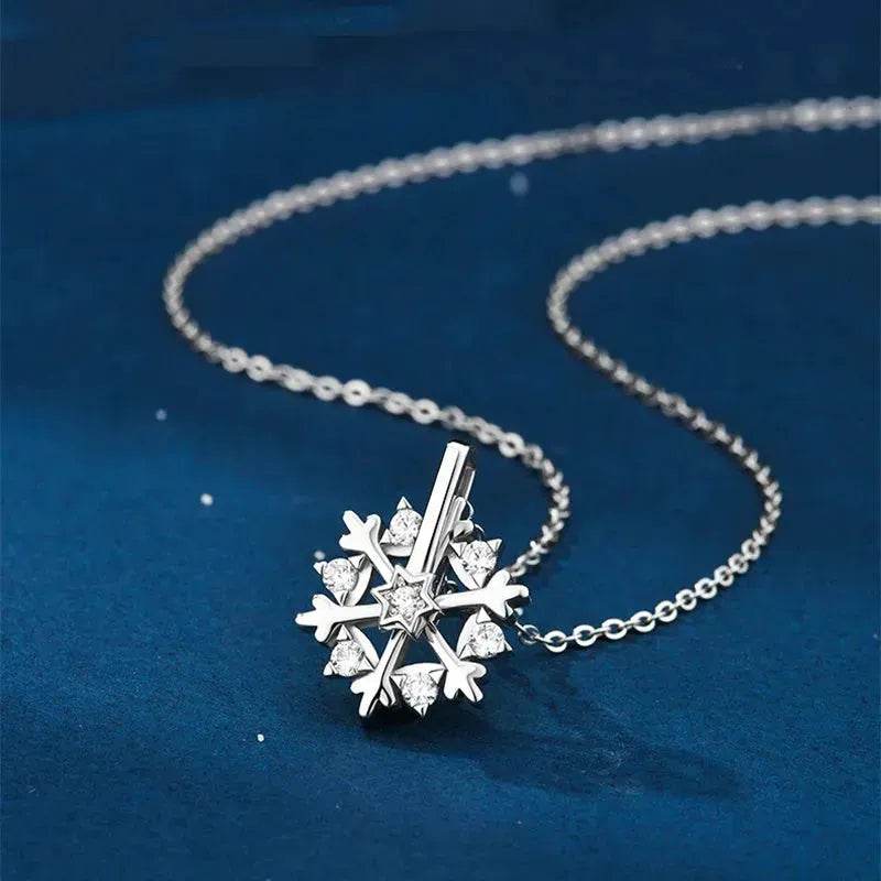 Luxury Rhinestone Christmas Snowflakes Necklace Gift for women