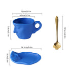 Metal Touching Face Creative Ceramic Kiss Coffee Cup, Artistic Vibe Mug & Saucer Set