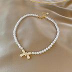 Beaded Pearl Bow Necklace