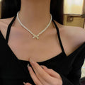 Beaded Pearl Bow Necklace