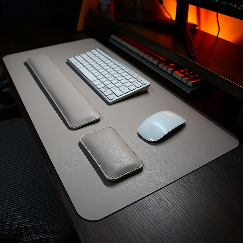 Three-Piece Desk Set made of PU Leather - With Pad and Wrist Supports