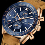 Men’s Waterproof Quartz Watch with Leather Strap