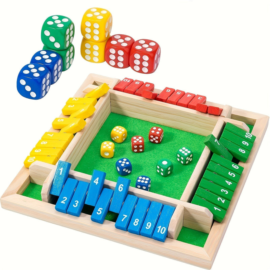 Shut The Box game, wooden board dice games