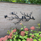 Metal Birds on Branch Wall Art Black