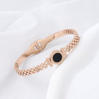 Black Center Roman Numeral Accented Bangle Bracelet