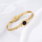 Black Center Roman Numeral Accented Bangle Bracelet