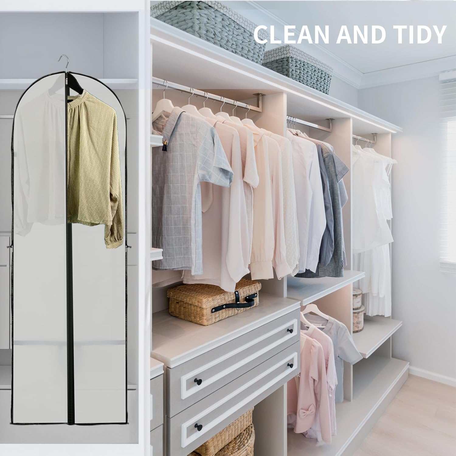 Long Garment Storage Cover – 180cm Dress Bag with Zipper & Window (Buy 1, Get 1 FREE)