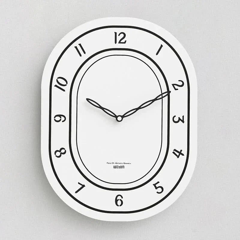 Silent Oval Wall Clock with Roman Numerals Design