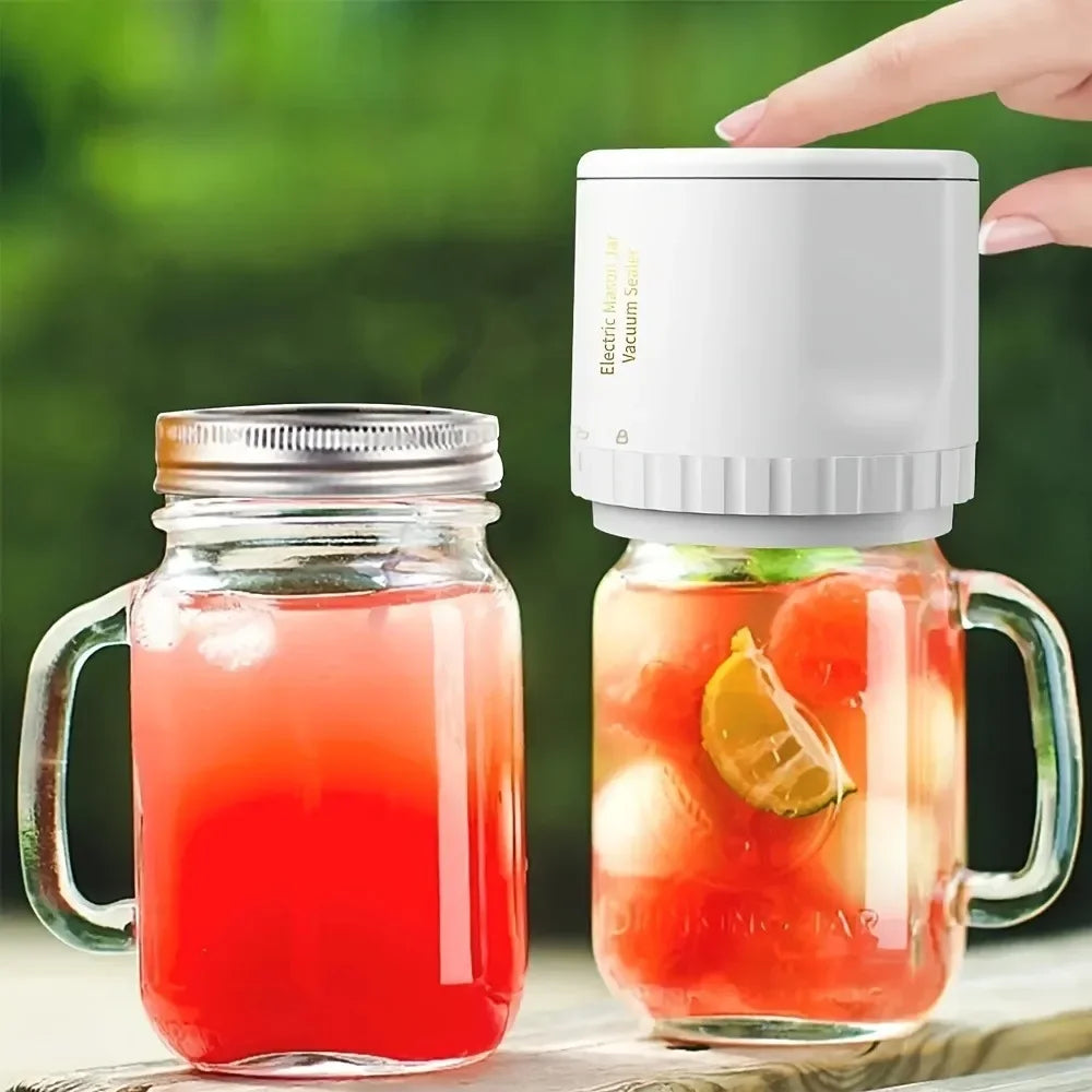 Cordless Mason Jar Vacuum Sealer Kit – Wide Mouth Food Preservation System with Airtight Electric Seal