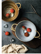 Fortessa ceramic bowl with hemp rope handle