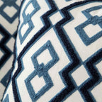 Blue Embroidered Decorative Pillow Cover
