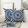 Blue Embroidered Decorative Pillow Cover