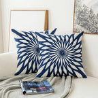 Blue Embroidered Decorative Pillow Cover