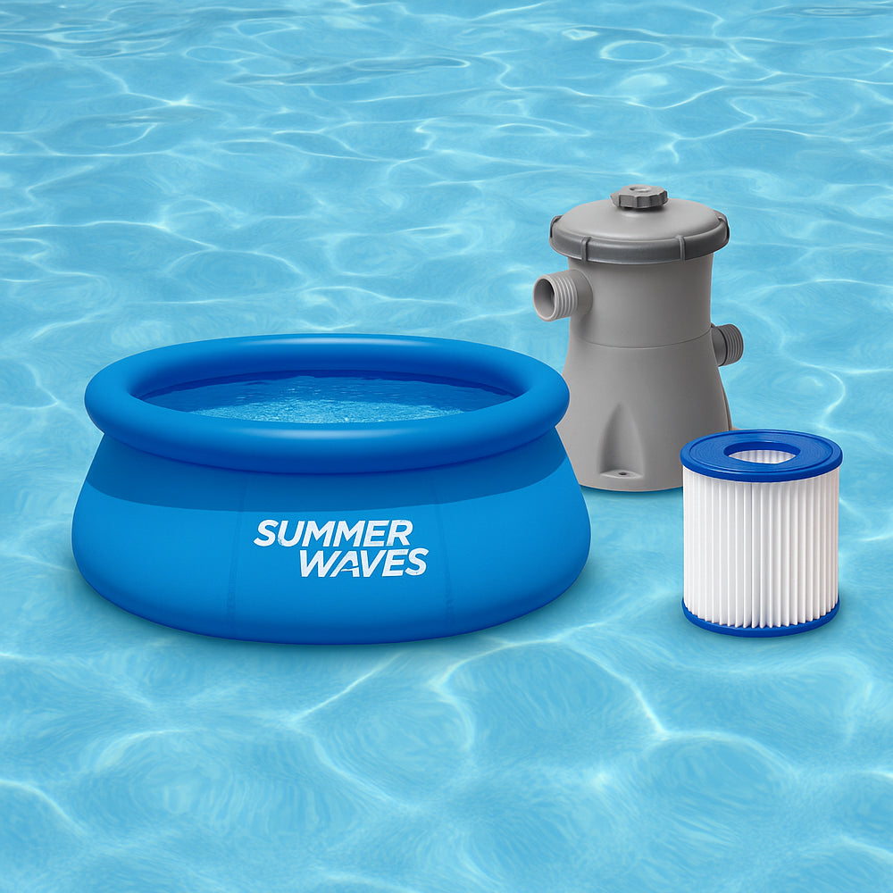 WaterJoy Inflatable Pool – Pool with Rim and Filter Pump