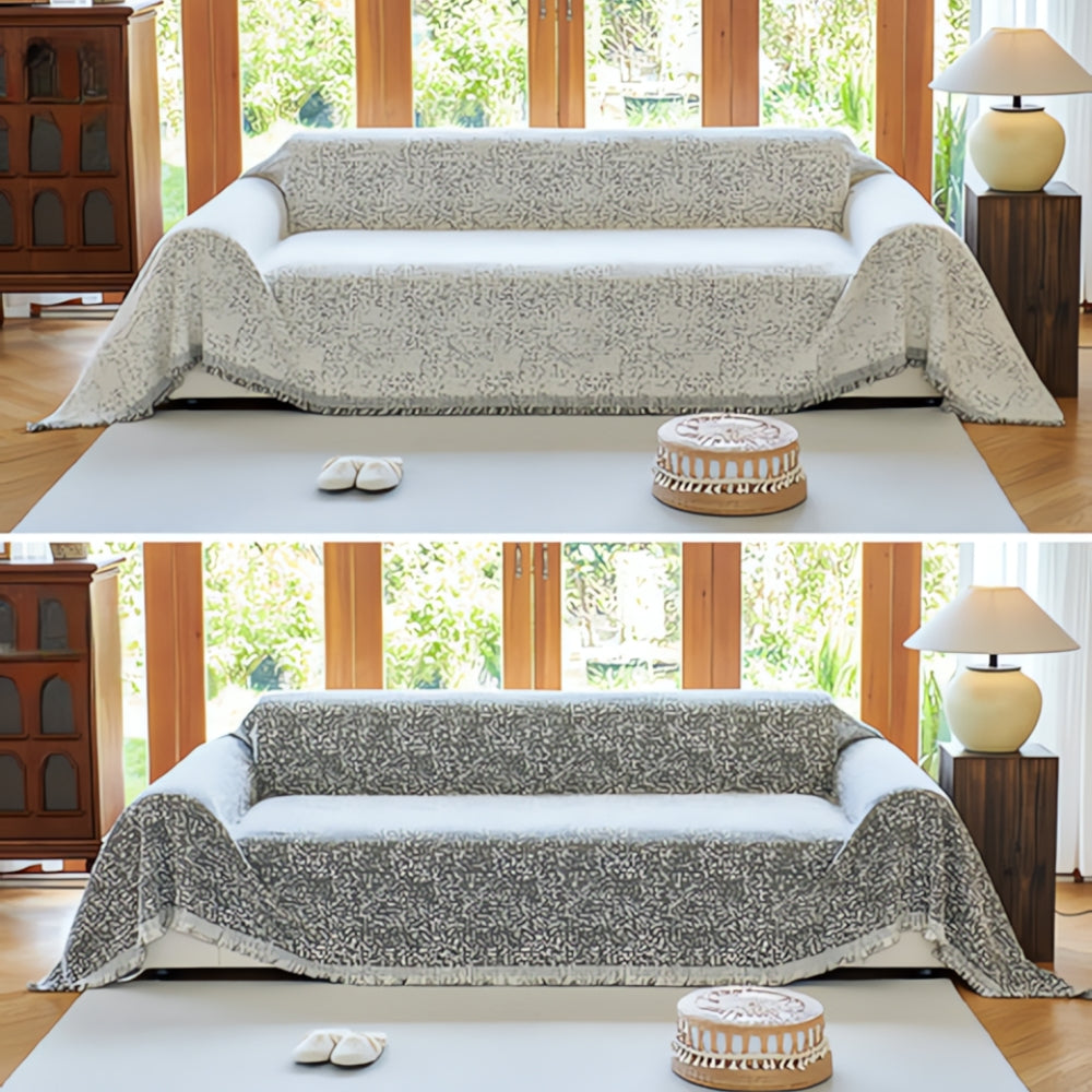 Modern Boho Cotton Sofa Cover Reversible Design