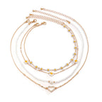 Boho Spring Daisy Necklace Stack