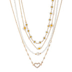 Boho Spring Daisy Necklace Stack