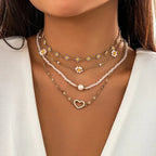 Boho Spring Daisy Necklace Stack