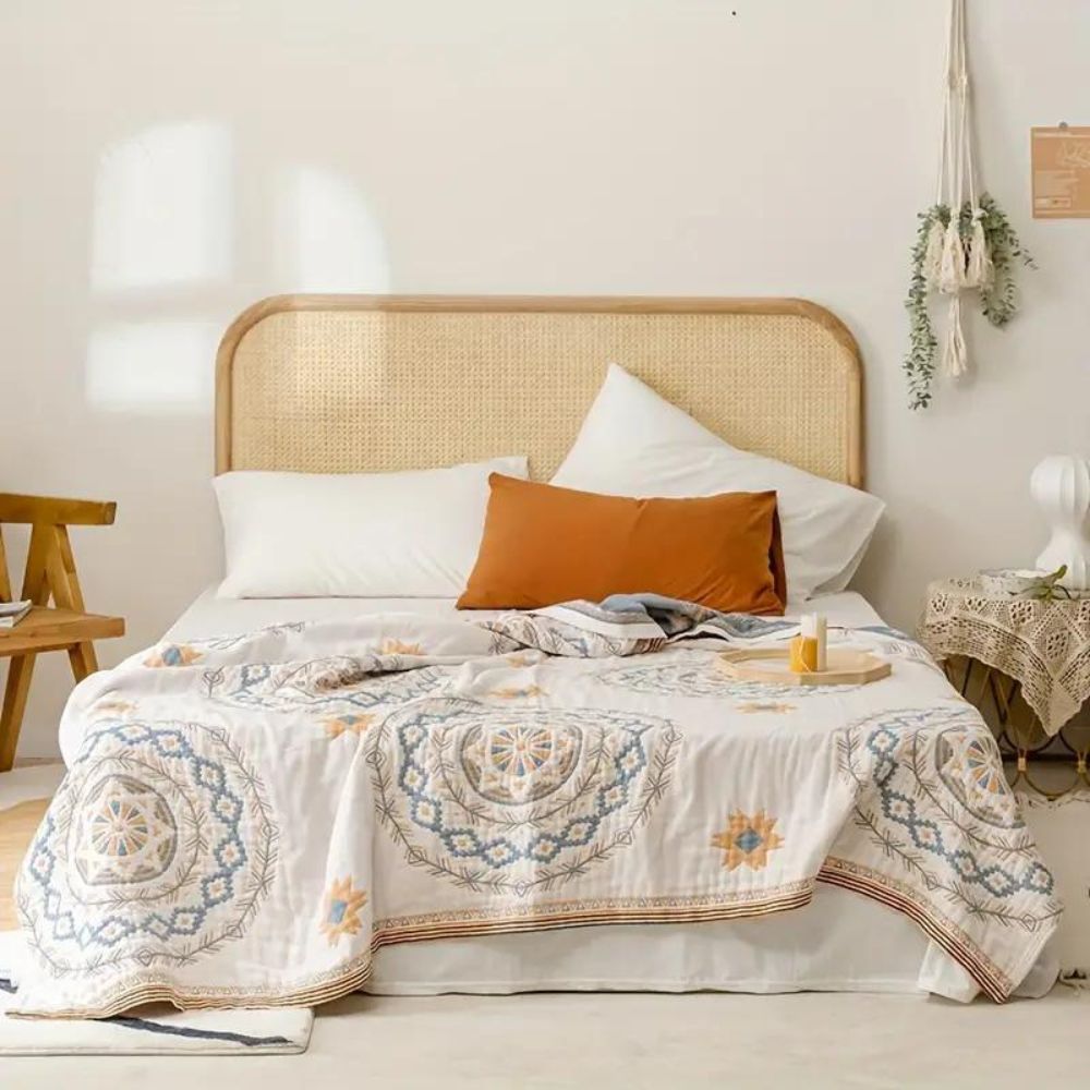 BohoHaven Blanket – Cotton blanket with mandala pattern for indoors & outdoors