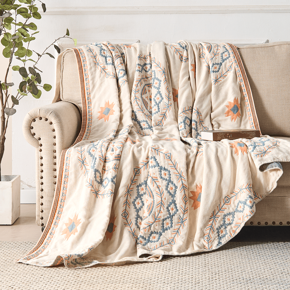 BohoHaven Blanket – Cotton blanket with mandala pattern for indoors & outdoors