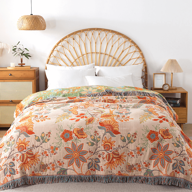 BohoWeave – Cotton Reversible Blanket with Jacquard Boho Pattern