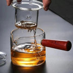 Borosilicate Glass Teapot Kettle Wooden Handle Heat Resistant Tea Maker