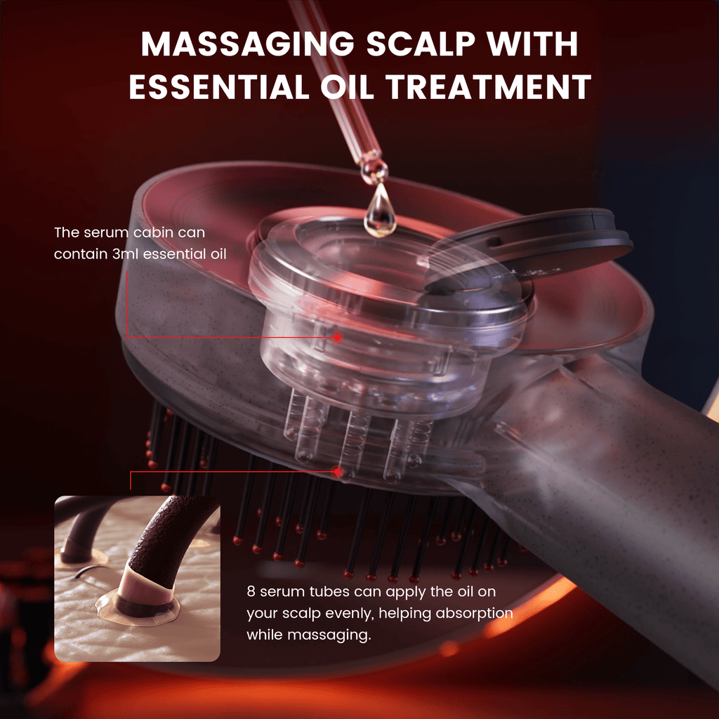 Scalp Massaging Brush with Red Light Therapy | Promotes Hair Growth & Relieves Scalp Tension for Healthier Hair