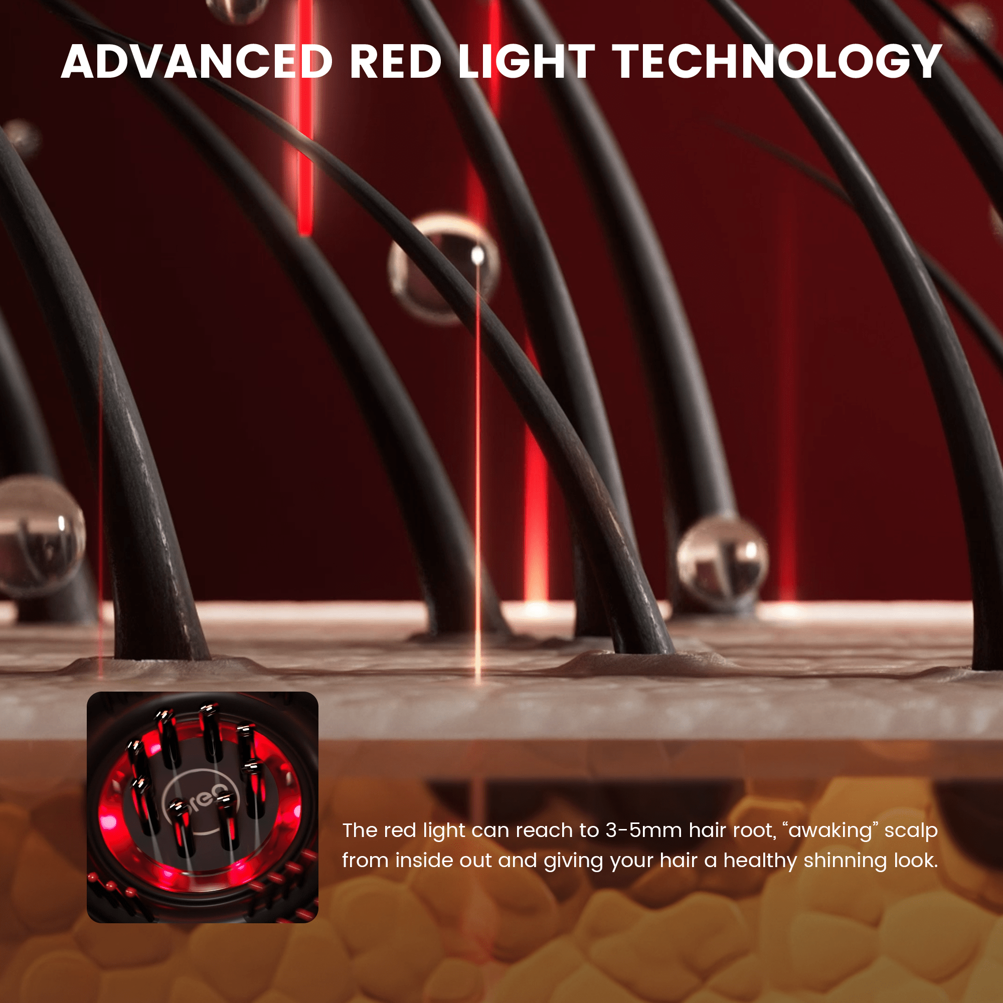 Scalp Massaging Brush with Red Light Therapy | Promotes Hair Growth & Relieves Scalp Tension for Healthier Hair