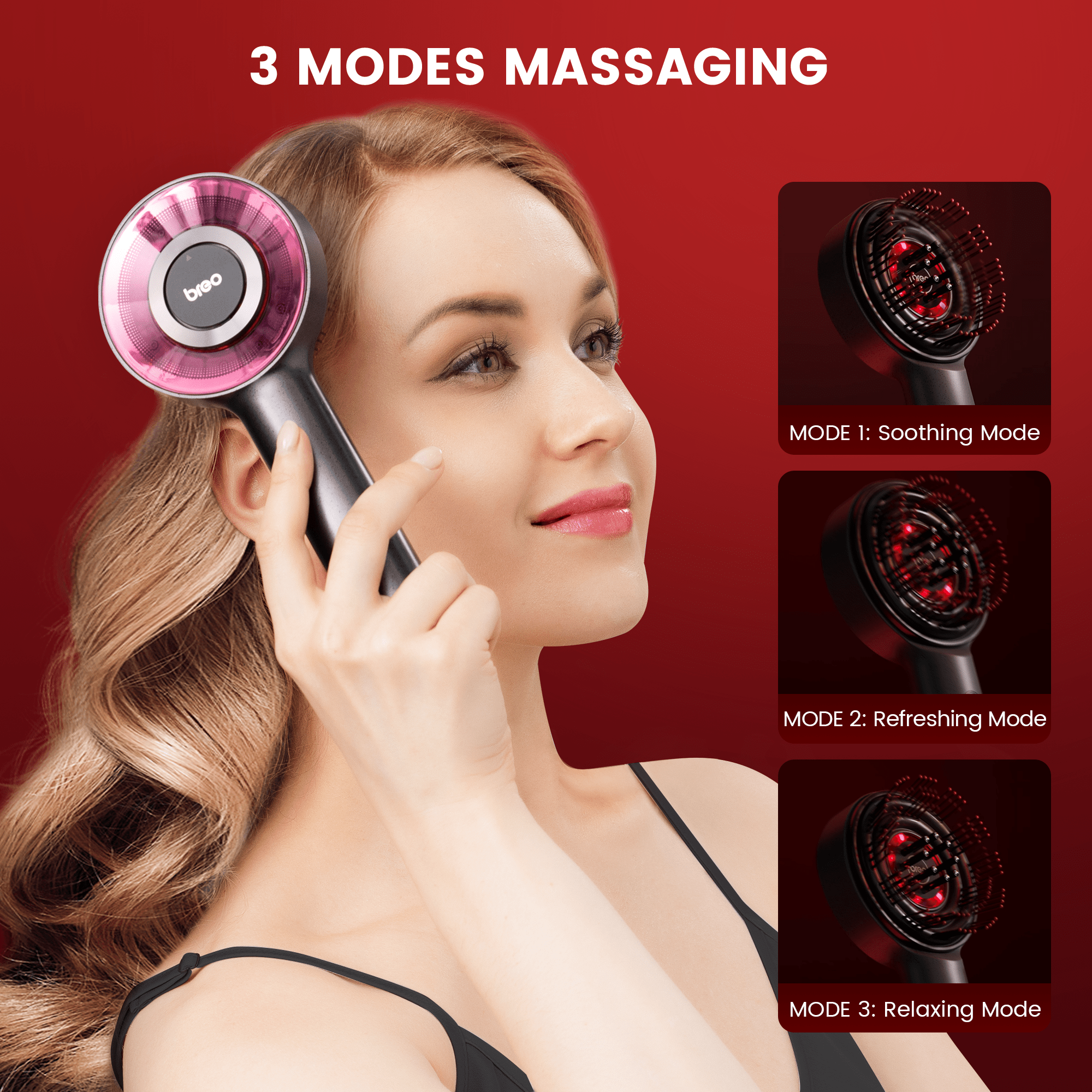 Scalp Massaging Brush with Red Light Therapy | Promotes Hair Growth & Relieves Scalp Tension for Healthier Hair
