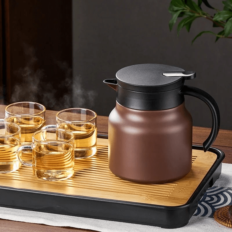 Insulated Teapot with Stainless Steel Strainer & Ceramic for Hot or Cold Tea
