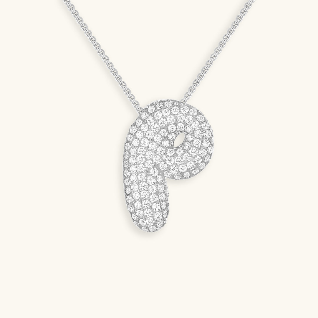 Bubble Initial-Diamond-Necklace