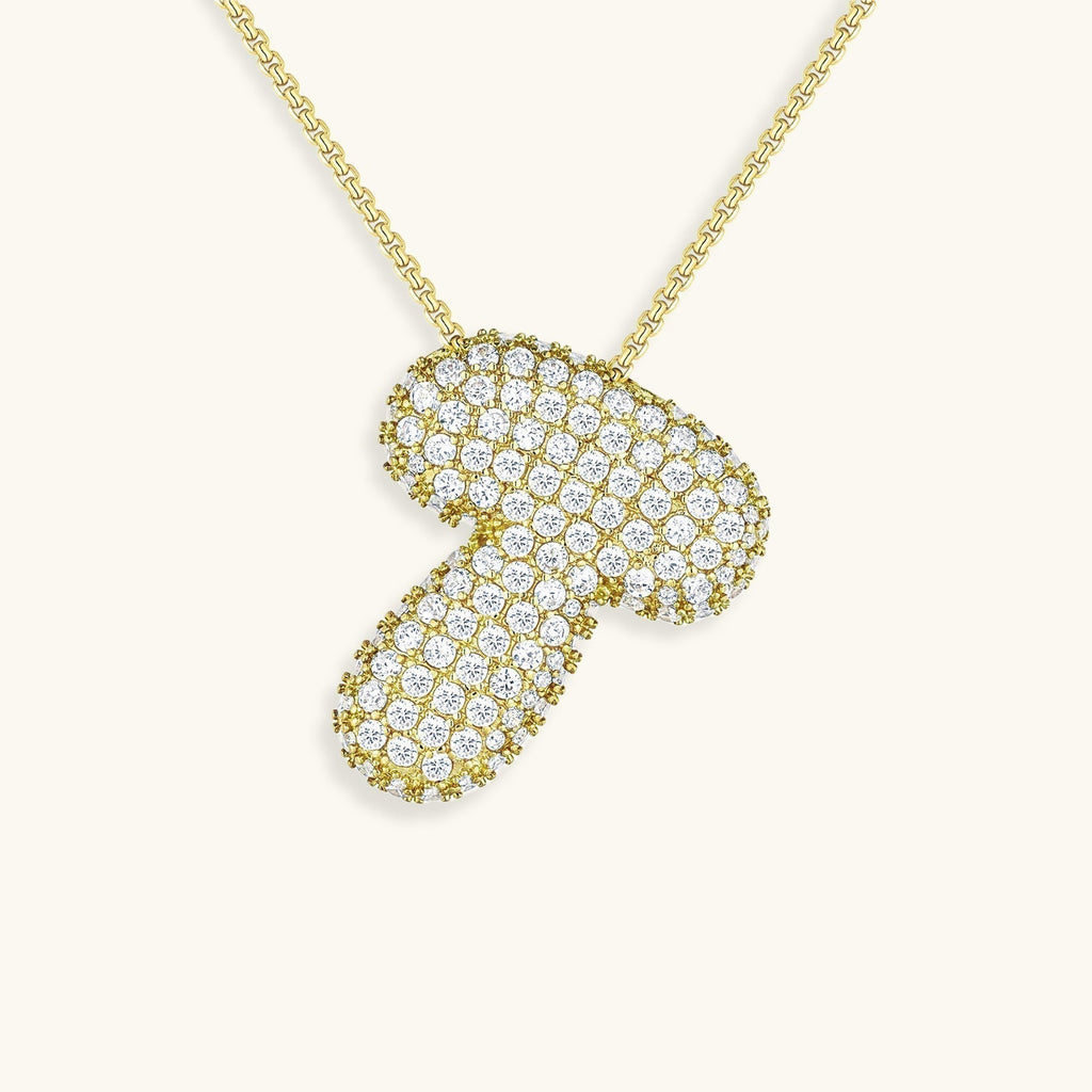 Bubble Initial-Diamond-Necklace