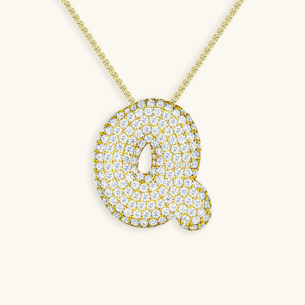 Bubble Initial-Diamond-Necklace