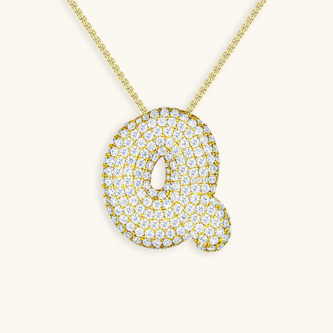 Bubble Initial-Diamond-Necklace