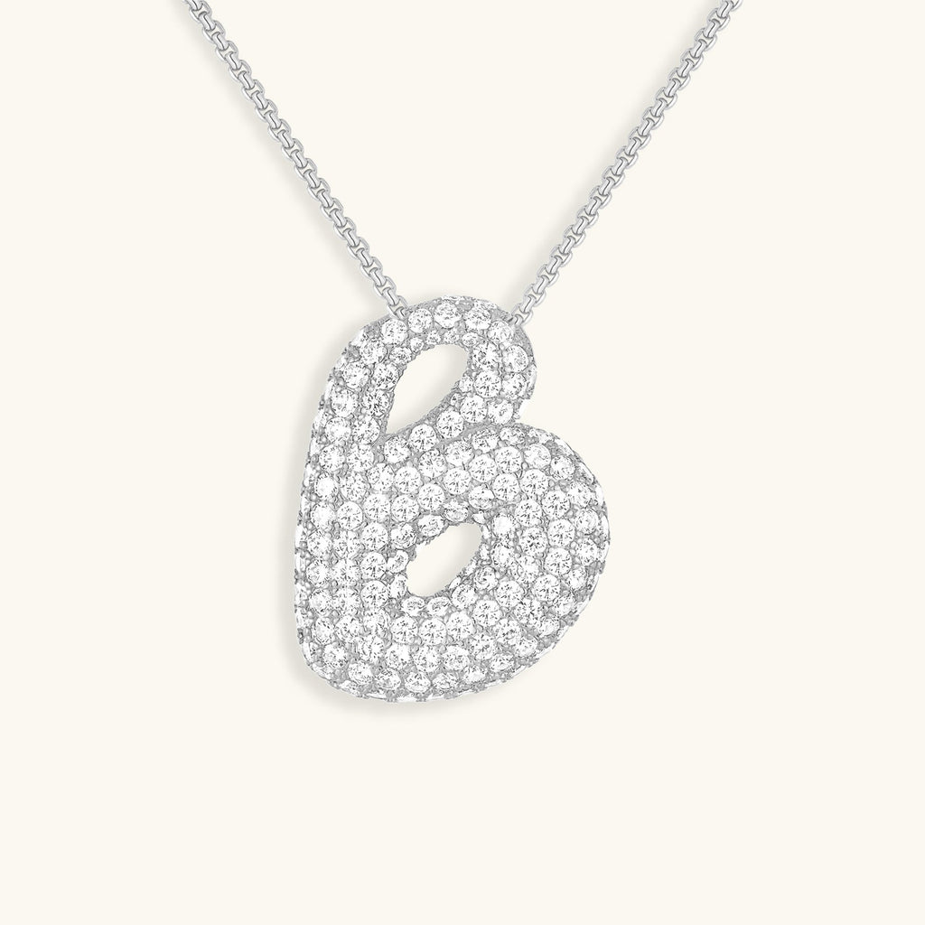 Bubble Initial-Diamond-Necklace