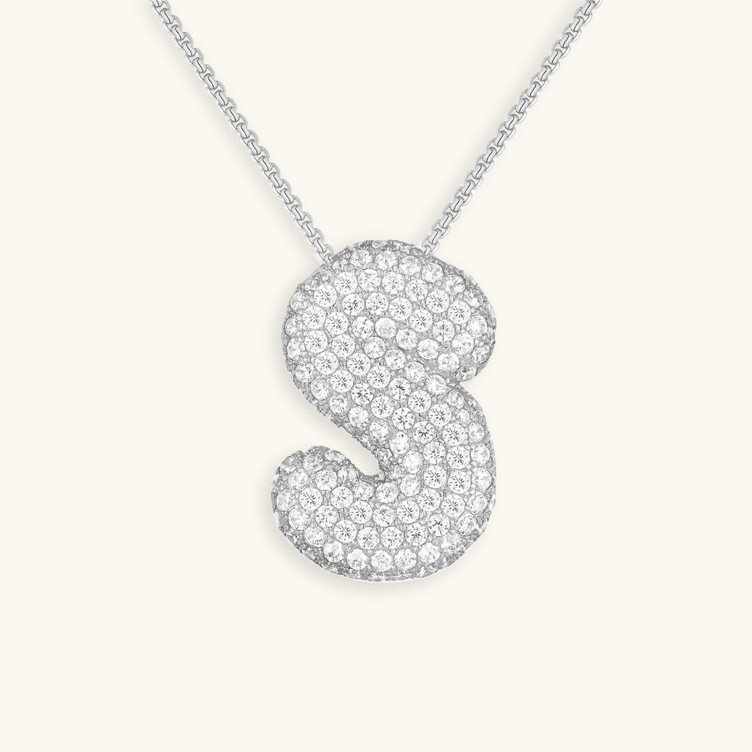Bubble Initial-Diamond-Necklace