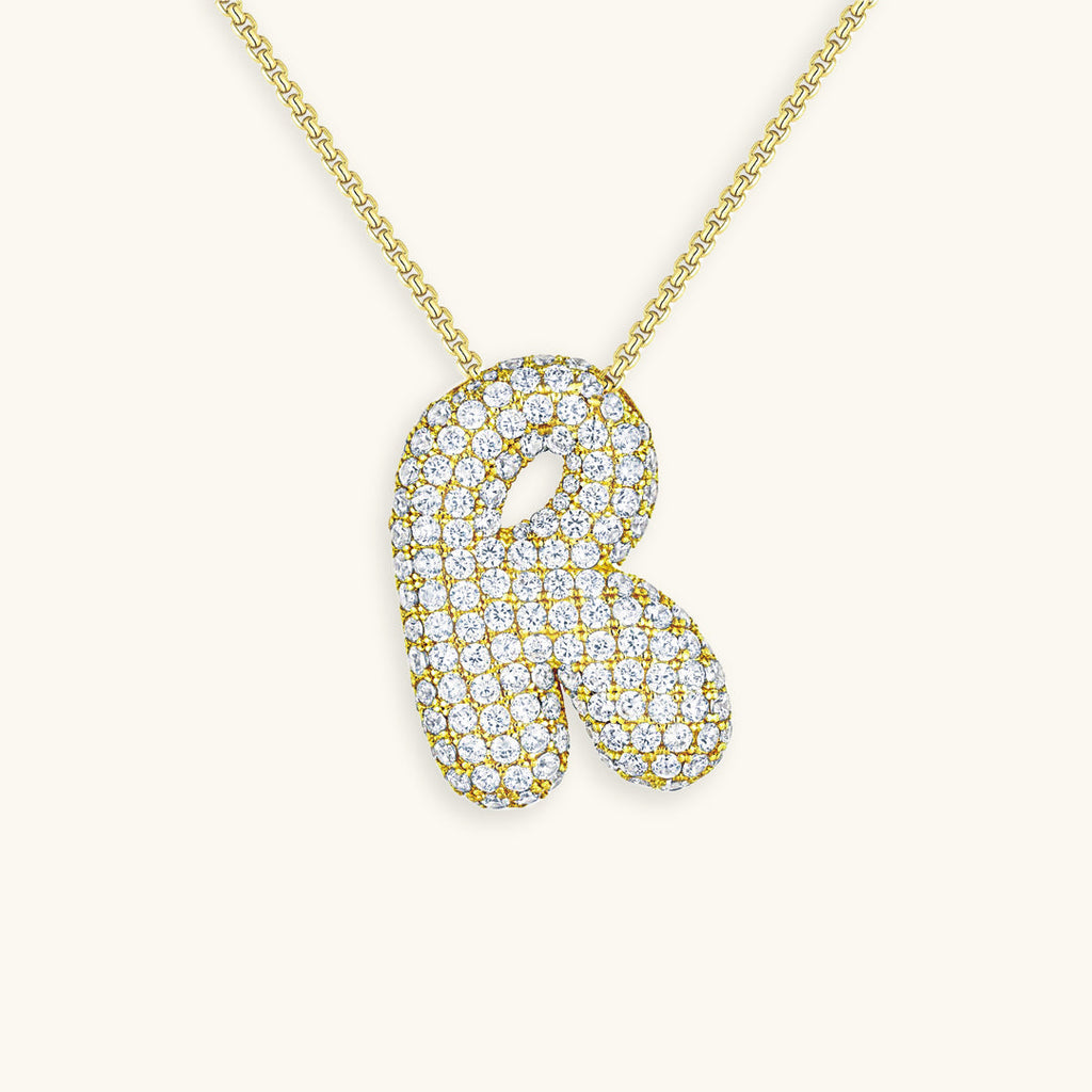 Bubble Initial-Diamond-Necklace