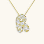 Bubble Initial-Diamond-Necklace