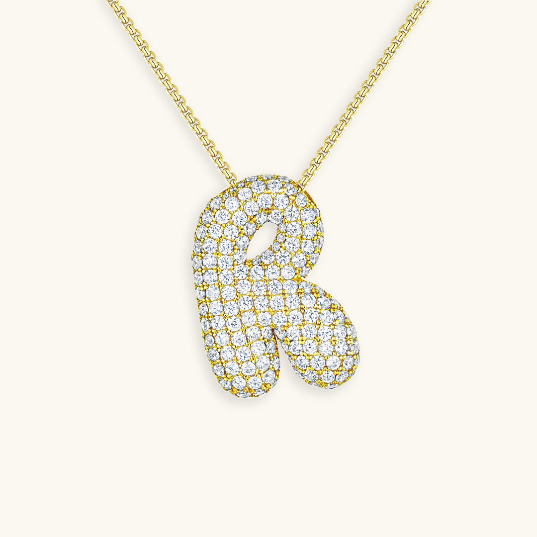 Bubble Initial-Diamond-Necklace