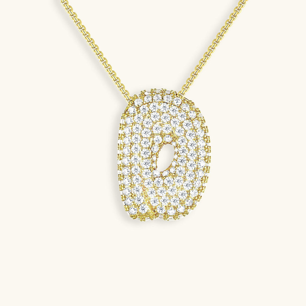 Bubble Initial-Diamond-Necklace