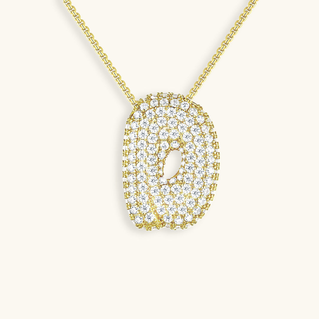 Bubble Initial-Diamond-Necklace