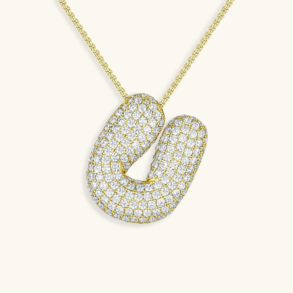 Bubble Initial-Diamond-Necklace