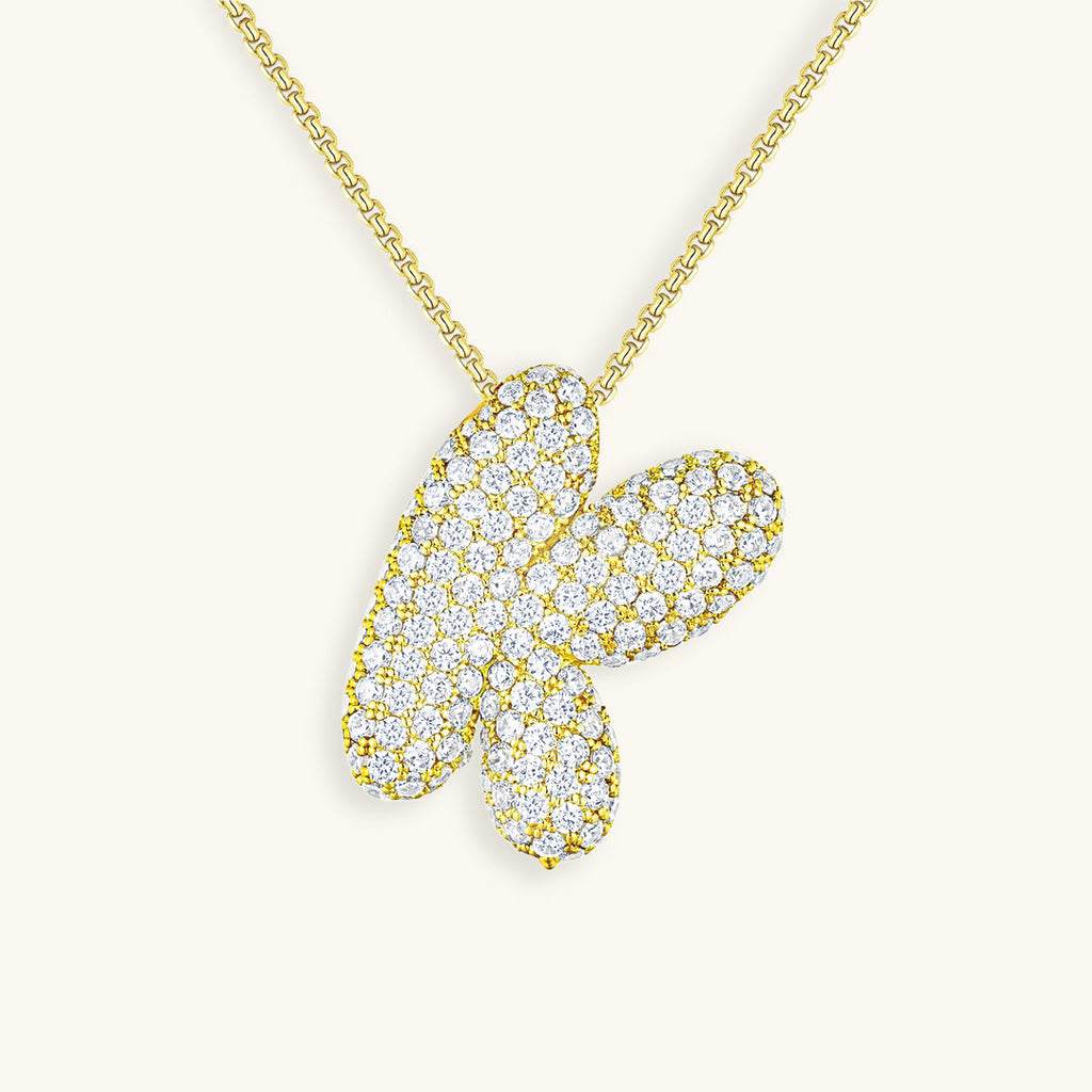 Bubble Initial-Diamond-Necklace
