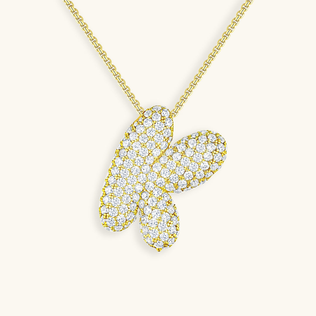Bubble Initial-Diamond-Necklace
