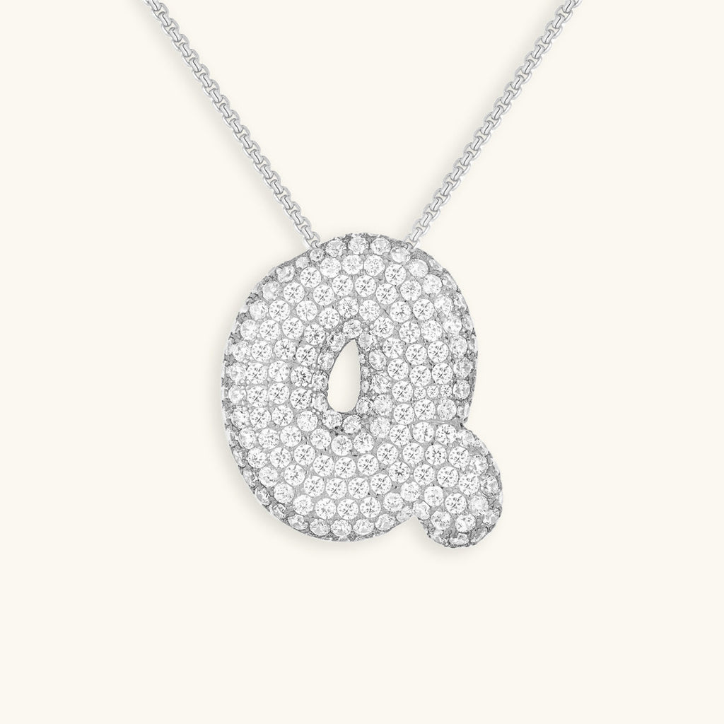 Bubble Initial-Diamond-Necklace