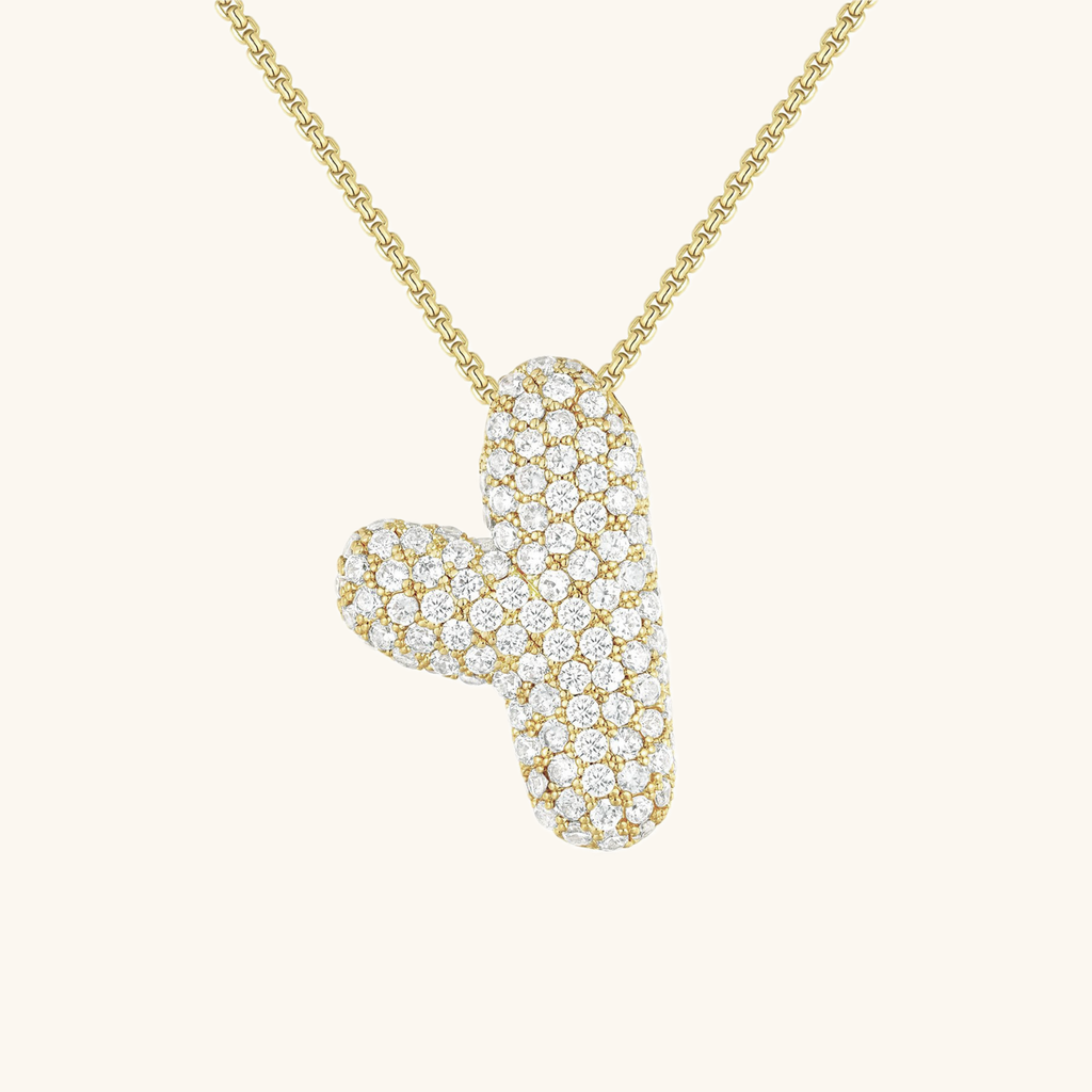 Bubble Initial-Diamond-Necklace
