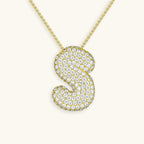 Bubble Initial-Diamond-Necklace