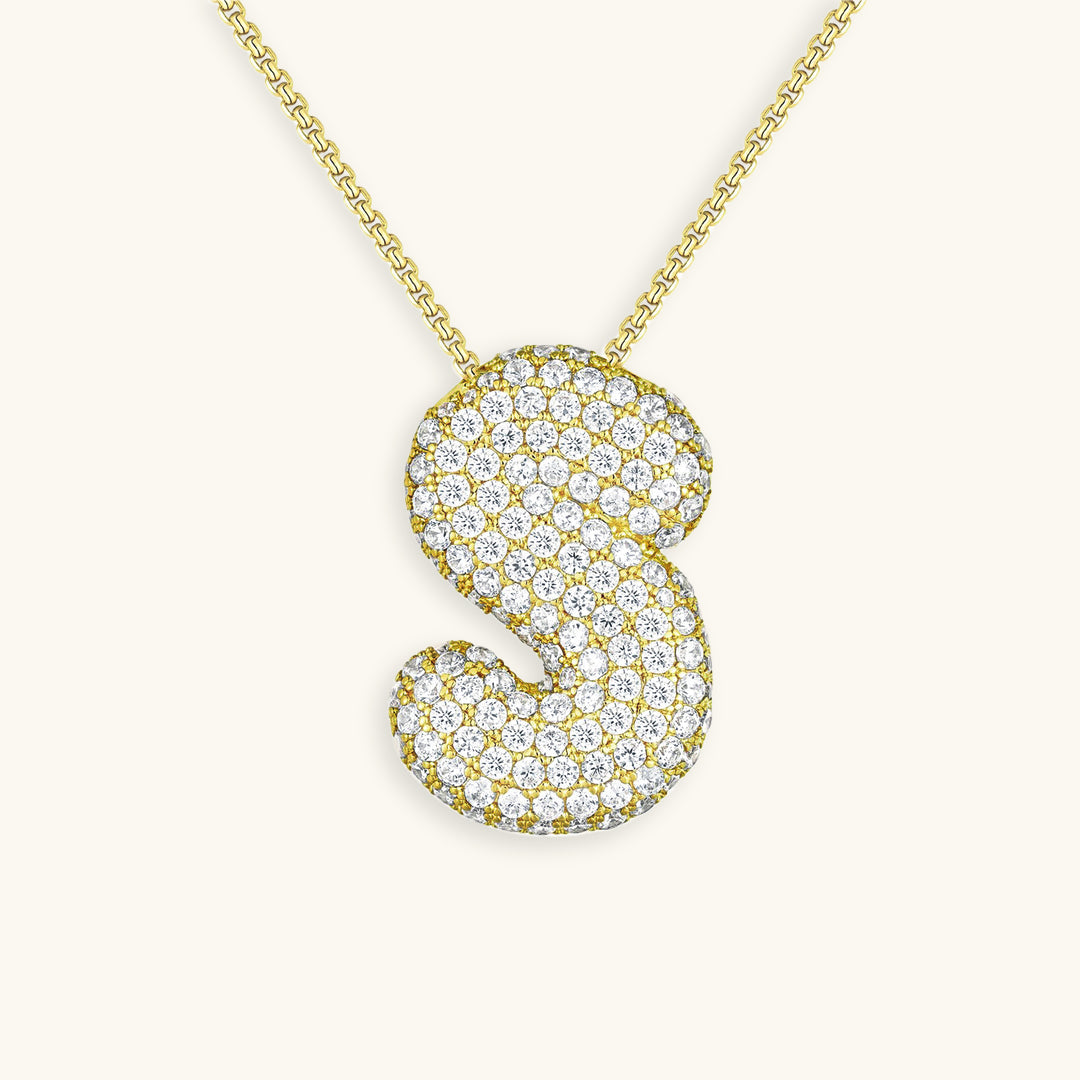Bubble Initial-Diamond-Necklace