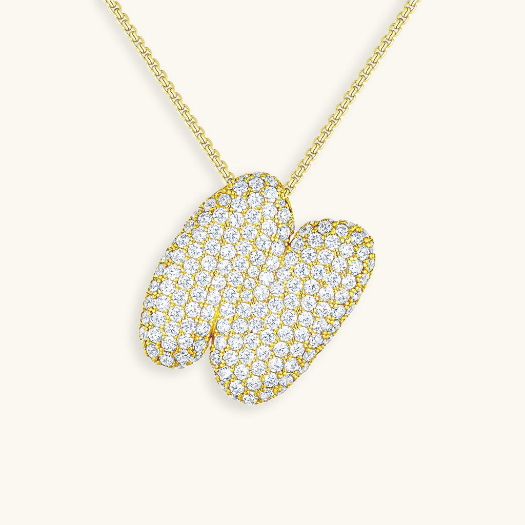 Bubble Initial-Diamond-Necklace