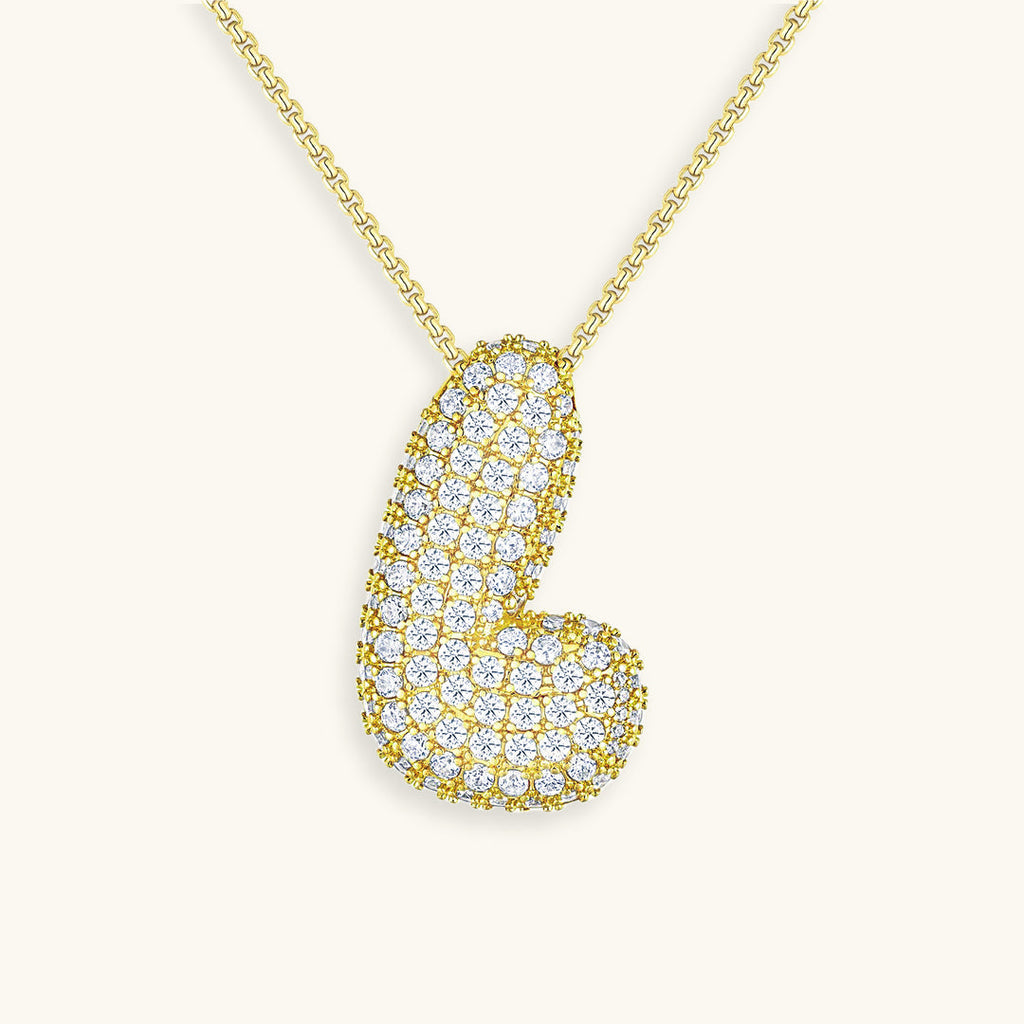 Bubble Initial-Diamond-Necklace